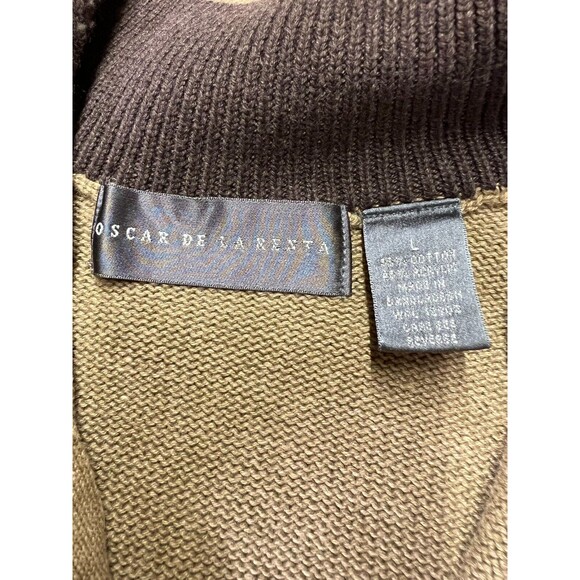 Oscar De La Renta Sweater Men Size Large 1/4 Zip Pullover Mock Neck Beige - Picture 5 of 11